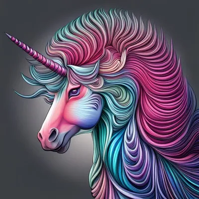 Abstract swirling portrait of a unicorn